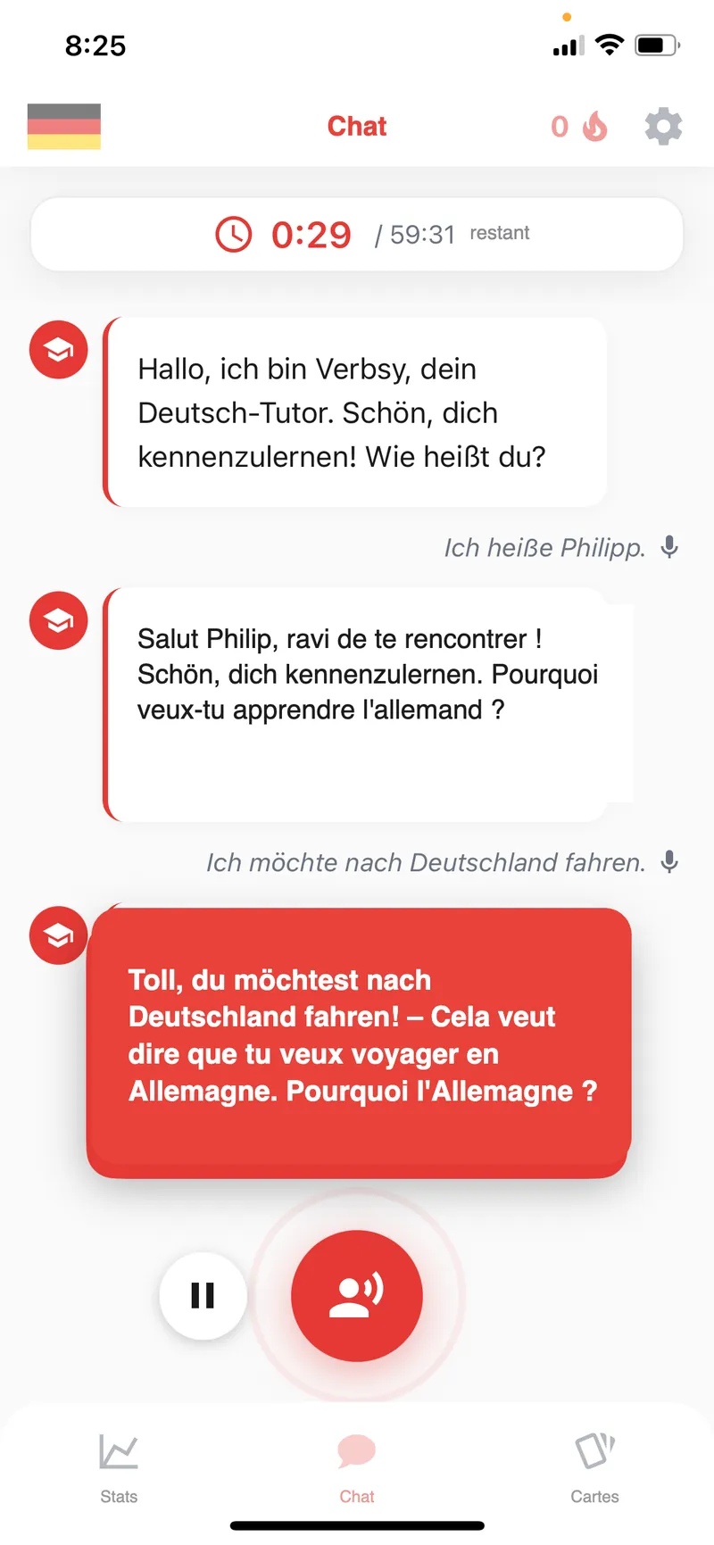Verbsy AI conversation interface