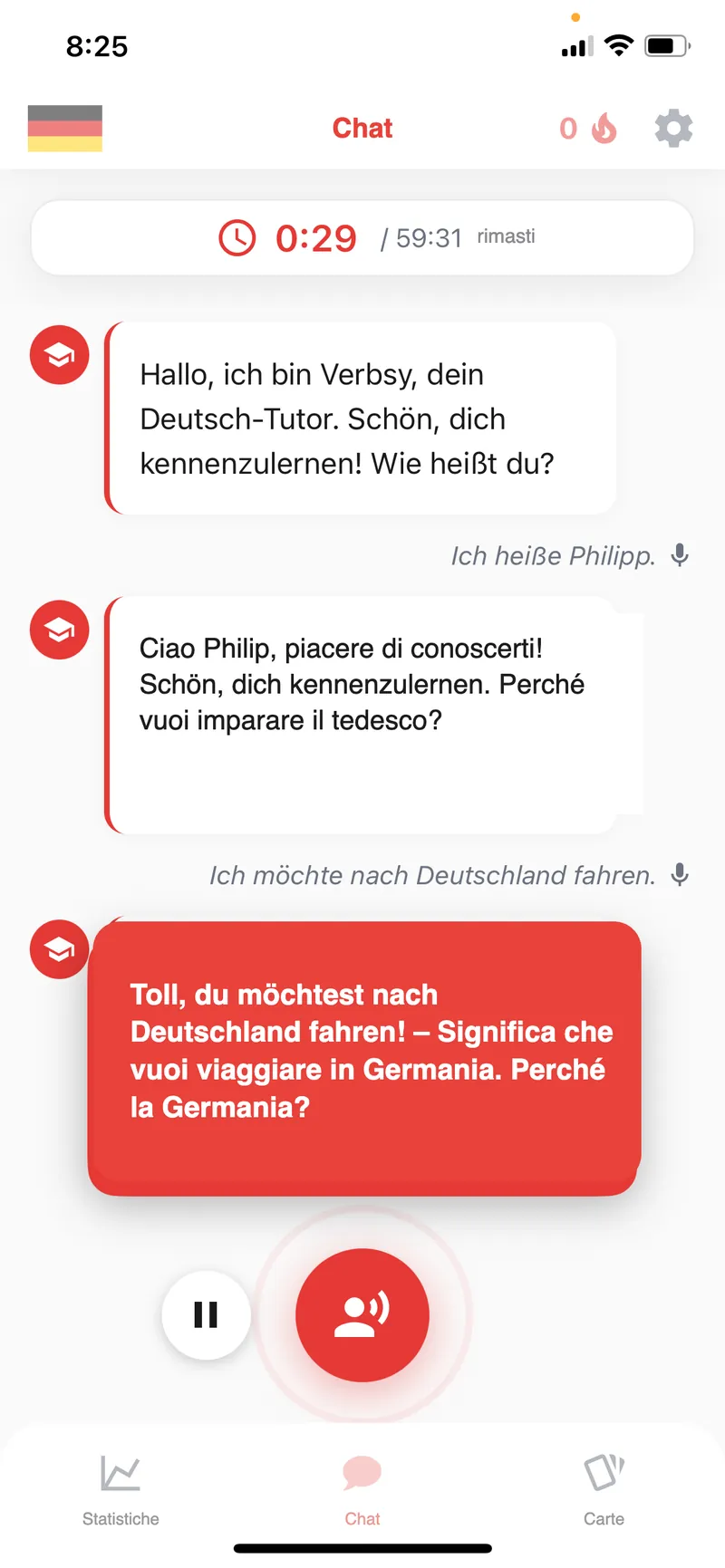 Verbsy AI conversation interface