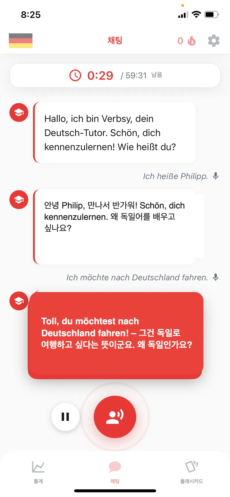 Verbsy AI conversation interface