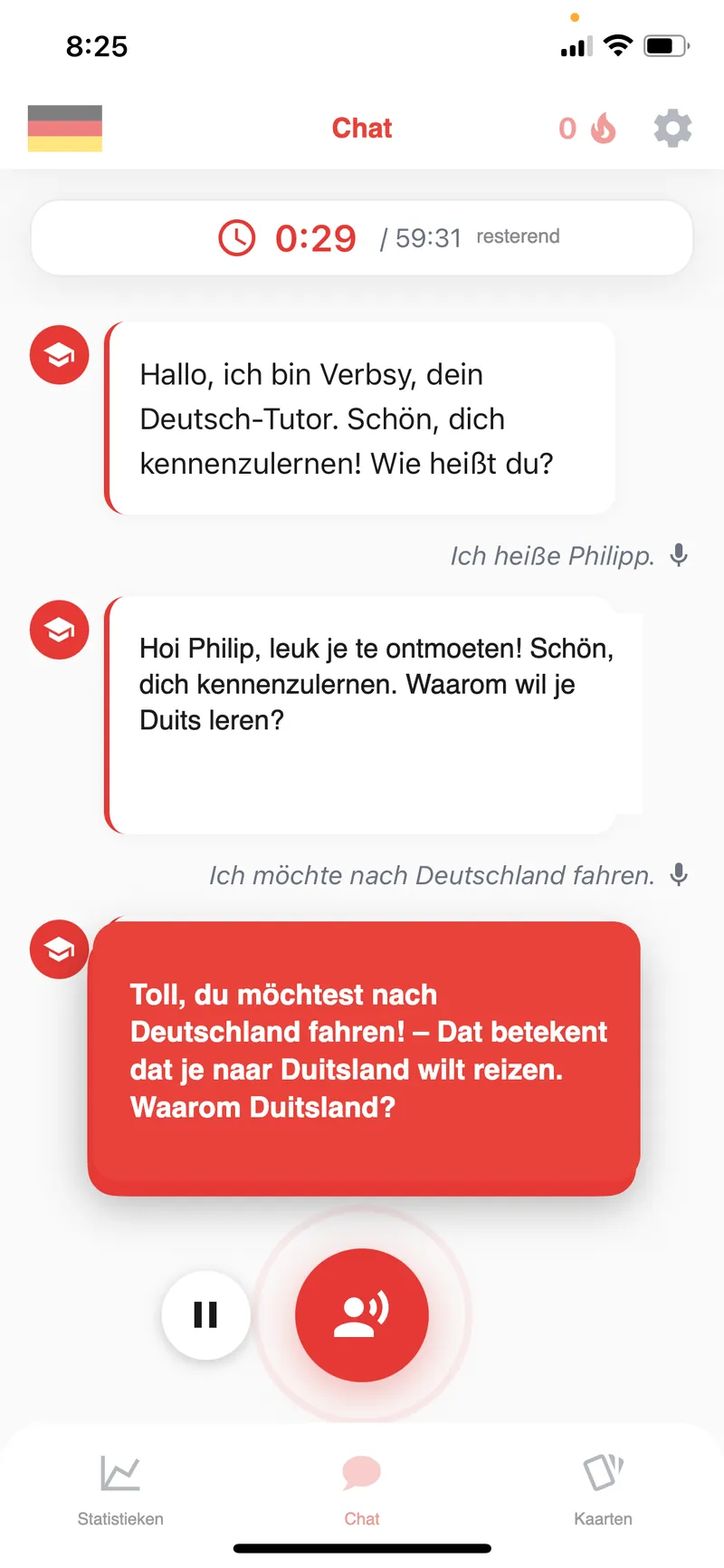 Verbsy AI conversation interface