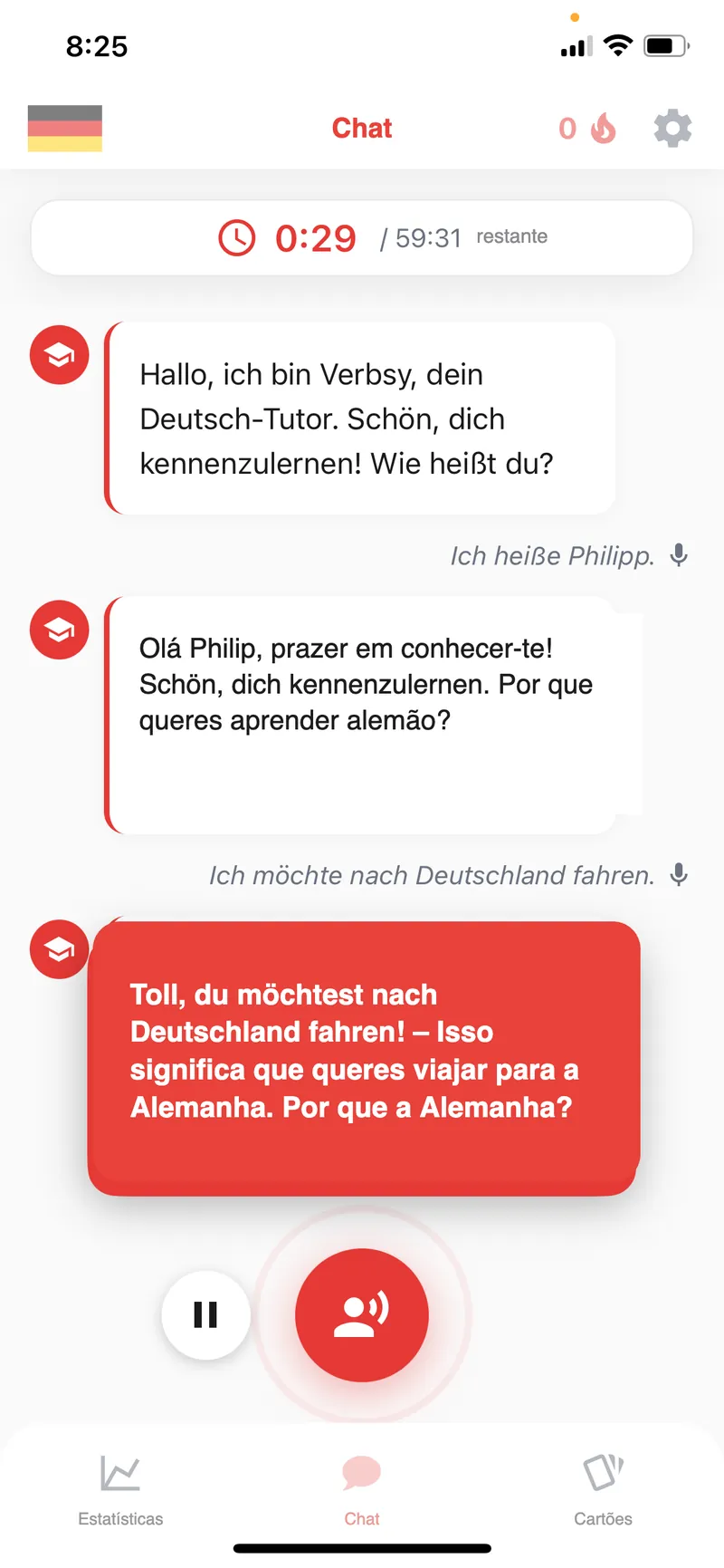 Verbsy AI conversation interface