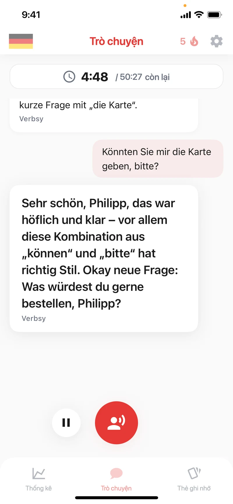 Verbsy AI conversation interface